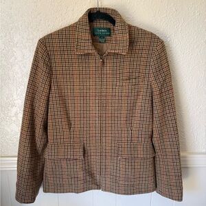 Lauren Ralph Lauren Tan and Brown Houndstooth Jacket